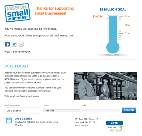 Vote for Life is Balance for a Mission:Small Business $250K Grant